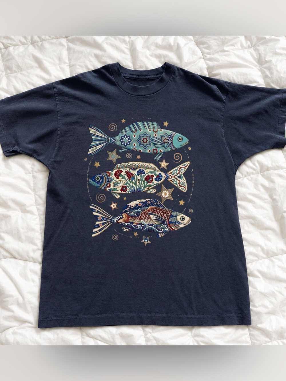 Retro Black Fish Graphic Tee - Vintage Fish Lover Gift